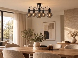 Stropní lustr Keter Lighting LIV BLACK 1761, černý, kouřové sklo, 5×E27 small 1
