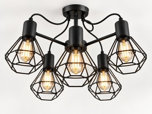 Stropní svítidlo Keter Lighting Lars Black 1777, 5 × E27 max 60 W, drátěná stínidla, 60 × 60 × 39 cm small 1
