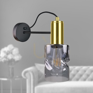 Nástěnné svítidlo Keter Lighting INGER 1786 černo-zlaté s kouřovým sklem, 1×E27 small 1