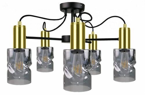 Kontrola Stropní svítidlo INGER BLACK/GOLD 1789 5xE27 60 cm - Keter Lighting