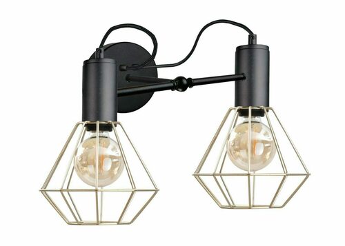 Kontrola Nástěnné svítidlo Keter Lighting LARS BLACK/GOLD 2×E27 černo-zlaté