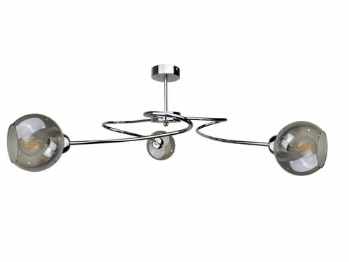 Kontrola Stropní svítidlo Keter Lighting BLOM SILVER 1889, stříbrné, kouřové sklo, 3×E27