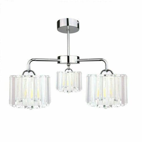Kontrola Stropní lustr Keter Lighting DECO 1895, stříbrný, 3×E27, křišťálová stínidla