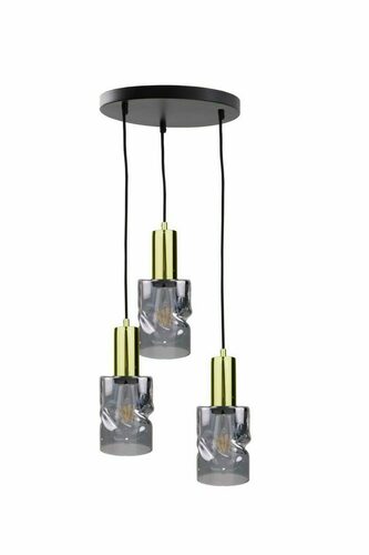 Kontrola Závěsné svítidlo Keter Lighting CROSS 1551, 3×E27, černo-zlaté, kouřové sklo