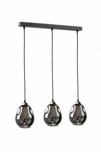 Kontrola Závěsné svítidlo Keter Lighting LOKI 1575, 3×E27, černé a zlaté, kouřové sklo, 60 cm