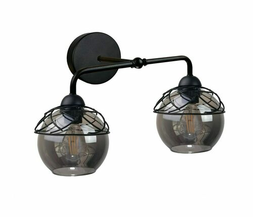 Kontrola Nástěnné svítidlo Keter Lighting MERA BLACK 1520, černé, kouřové sklo, 2×E27