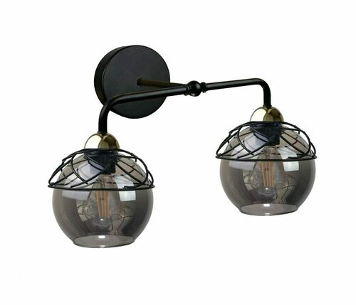 Kontrola Nástěnné svítidlo Keter Lighting MERA 1536 2×E27, černé a zlaté, kouřové sklo