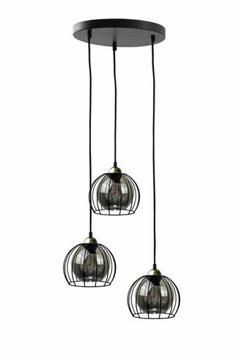 Kontrola Závěsná lampa 3xE27 SOLO ČERNÁ / ZLATÁ