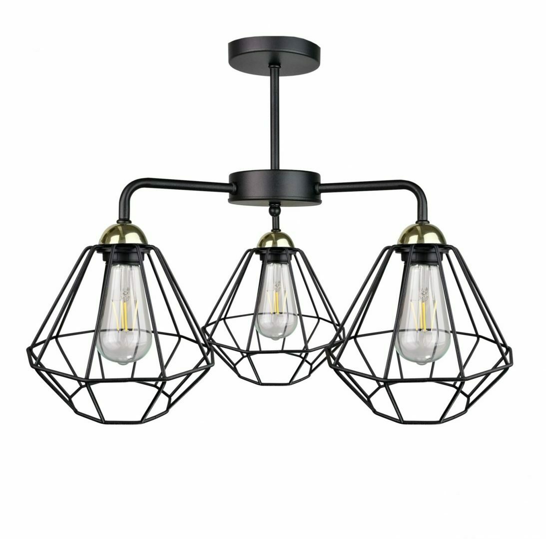 Kontrola Stropní svítidlo 3xE27 FOSKAL BLACK / GOLD Stropní svítidlo 3xE27 FOSKAL BLACK / GOLD