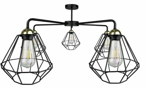 Kontrola Stropní svítidlo 5xE27 FOSKAL BLACK / GOLD