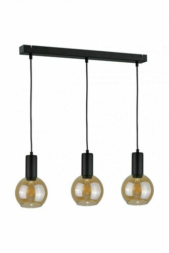 Kontrola Závěsné svítidlo Keter Jantar Black 3xE27 s medovým sklem, 60 cm, 1972