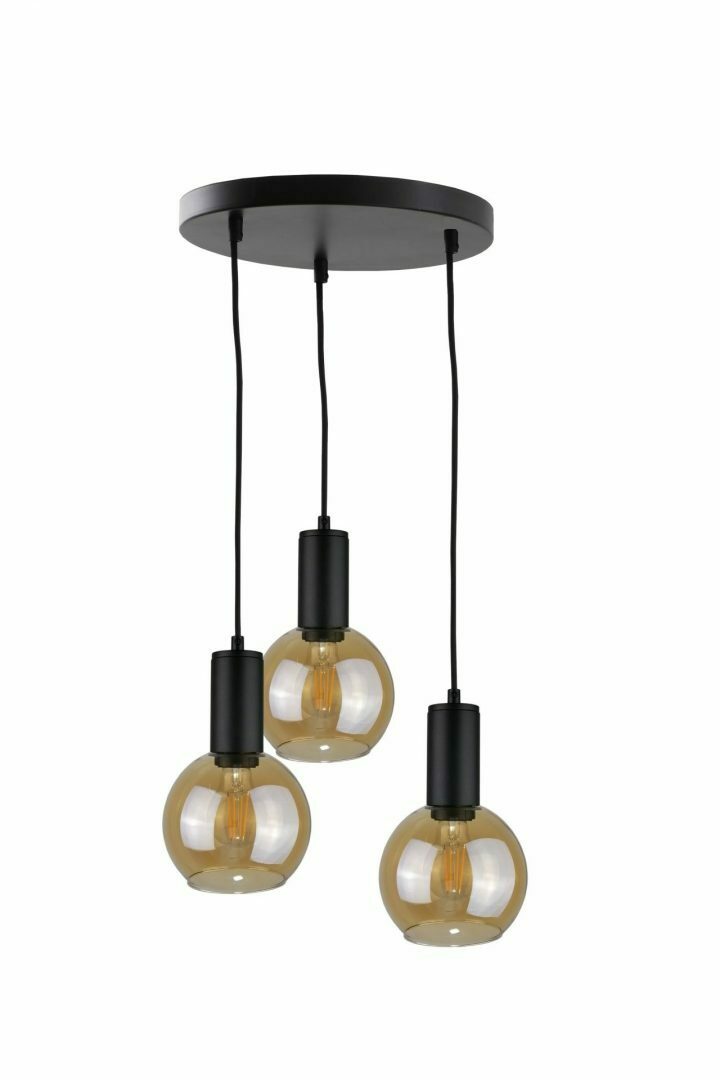 Kontrola Závěsná lampa 3xE27 JANTAR ČERNÁ Závěsná lampa 3xE27 JANTAR ČERNÁ