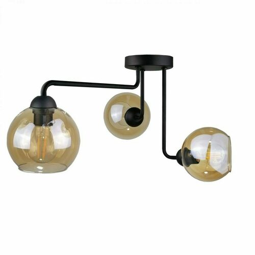 Kontrola Stropní svítidlo Keter Lighting MONDE BLACK 1984, 3×E27, černé s medově zbarveným sklem