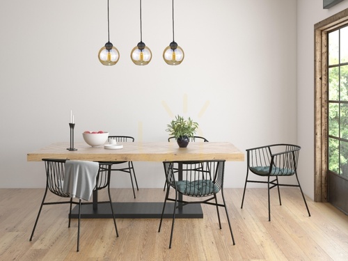 Kontrola Závěsné svítidlo Keter Lighting AMBRE WOOD 2020, 60 cm, 3×E27, medové sklo