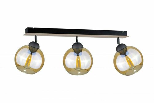 Kontrola Stropní svítidlo THEA WOOD 3xE27 60 cm černé se dřevem jantarová stínidla KETER LIGHTING 2043