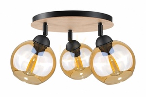 Stropní svítidlo Keter Lighting THEA WOOD 2044, 3×E27, 30 cm, medové sklo small 1