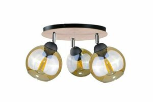 Stropní svítidlo Keter Lighting THEA WOOD 2044, 3×E27, 30 cm, medové sklo small 0