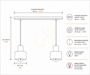 Závěsné svítidlo Keter Lighting Luce Black 2060, černé, 2×E27, 50 cm small 2