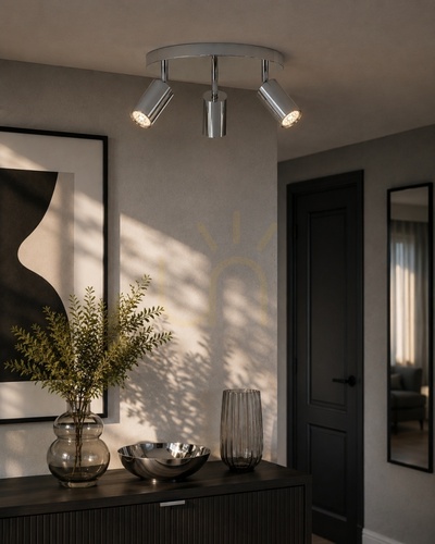 Kontrola Stropní bodové svítidlo Keter Lighting EYE SILVER 2100, chrom, 3×GU10, Ø30 cm