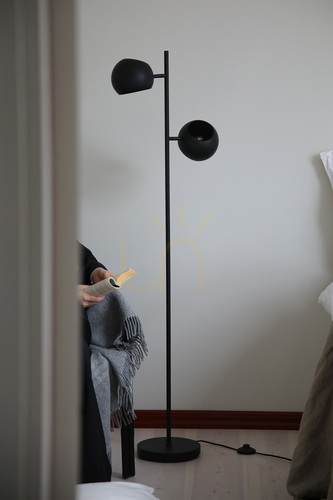 Kontrola Podlahová lampa Markslojd EDGAR 107741 černá 2 světla kovová 145 cm