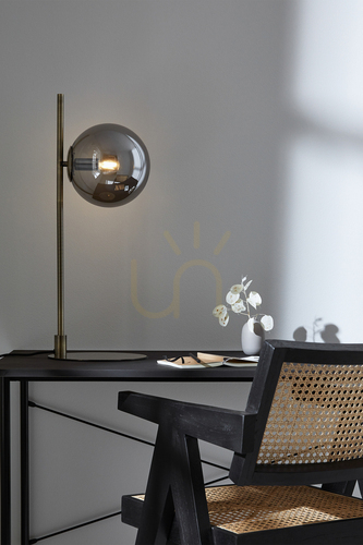 Kontrola Stolní lampa Markslöjd Dione 108272 starožitná mosaz kouřové sklo 62,5 cm