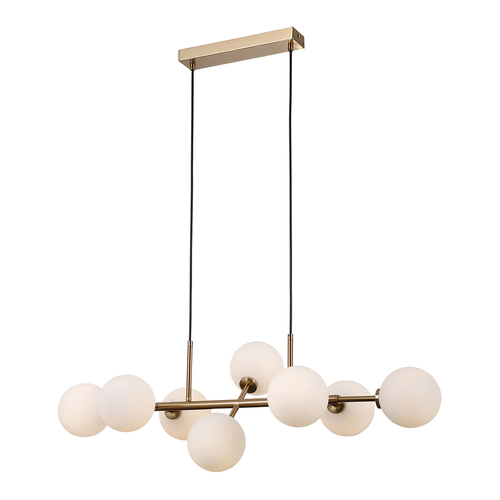 Kontrola Závěsná lampa Italux Mirellio 8x G9 bílá mosaz PND-66463-8-HB