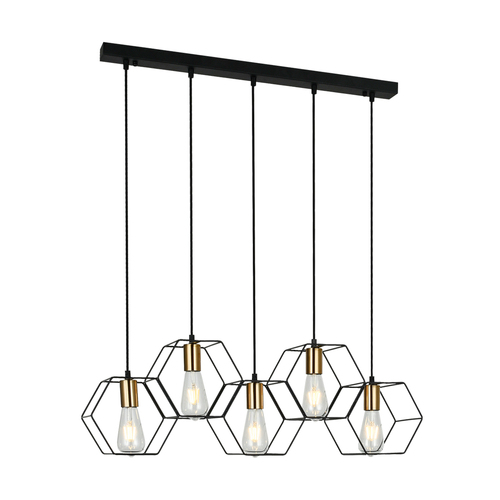Kontrola Závěsná lampa Italux Aina 5x E27 černá PND-74889-5-BK