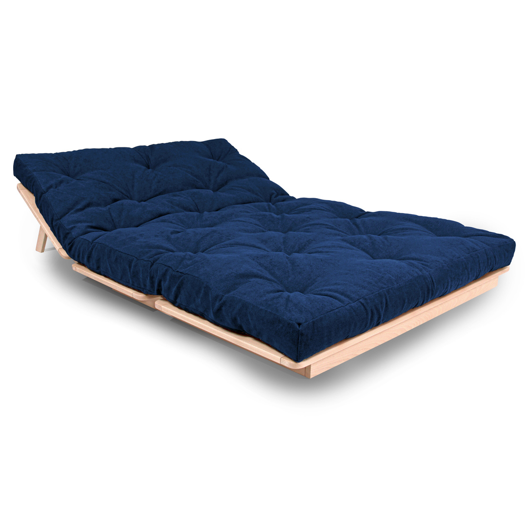 Pohled Futon WoodMan Layti 140 modrá, bukové dřevo, WUA-01118 Futon WoodMan Layti 140 modrá, bukové dřevo, WUA-01118