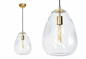 Moderní skleněná závěsná lampa Storm L transparentní mosaz small 1