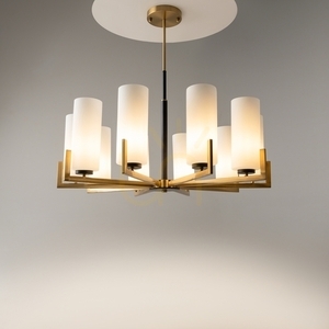 Lustr Maytoni FORTANO MOD089PL-10BS, Ø 86 cm, 10 matných skleněných stínidel, mosaz a černá, 10xE27 small 1
