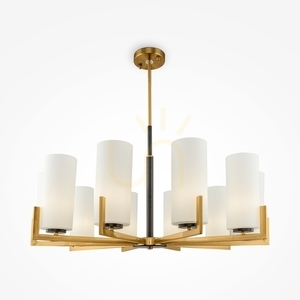 Lustr Maytoni FORTANO MOD089PL-10BS, Ø 86 cm, 10 matných skleněných stínidel, mosaz a černá, 10xE27 small 0