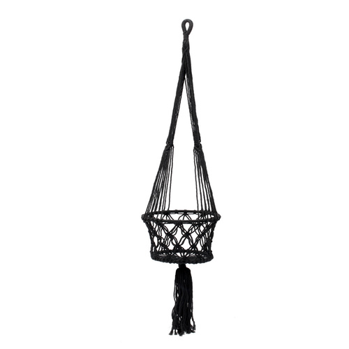Kontrola Macrame držák na rostliny - černý - L