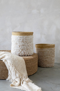 Košík z pandanové skořápky BAZAR BIZAR přírodní bílý 34x34x40 cm Baskets small 3