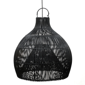 Černá pletená závěsná lampa - The Lobster Trap L, E27, ratan small 0