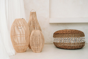 Stropní svítidlo do obývacího pokoje - Zuri S, E27, ratan, scandi boho small 1