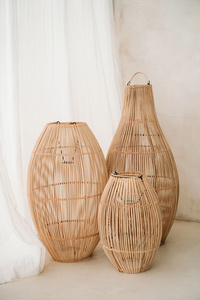 Stropní svítidlo do obývacího pokoje - Zuri S, E27, ratan, scandi boho small 3