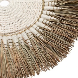 Macramé dekorace na zeď z rafie - bílá přírodní small 1
