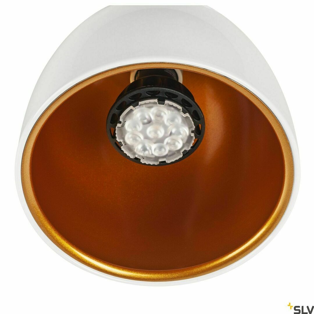 Pohled Lištové svítidlo SLV PARA CONE 14 QPAR51 3fázové bílé/zlaté 1002877 Lištové svítidlo SLV PARA CONE 14 QPAR51 3fázové bílé/zlaté 1002877