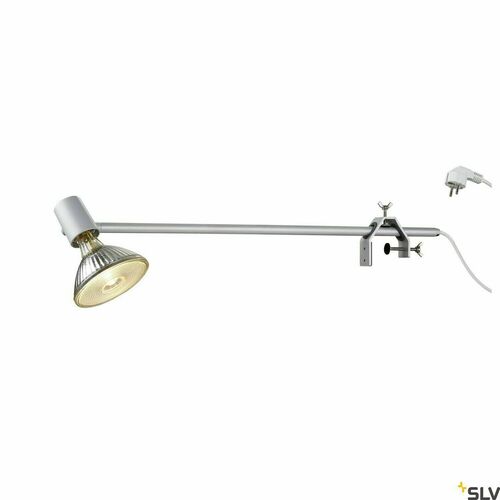 Kontrola Výstavní reflektor se svorkou SLV Display E27 1002987, rameno 67,4 cm, výklopná hlava, šedý
