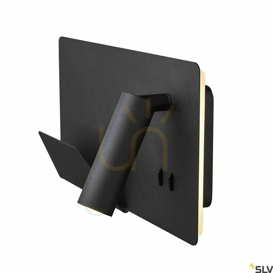 Pohled Nástěnné svítidlo SLV SOMNILA černé LED 15W 3000K 490lm USB 1003455 Nástěnné svítidlo SLV SOMNILA černé LED 15W 3000K 490lm USB 1003455