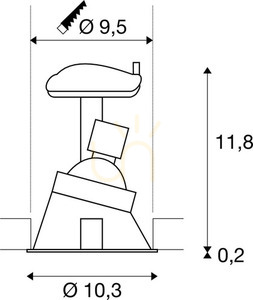 Zápustné svítidlo SLV HORN-A 113150 černé 25 W IP20/IP44 230 V small 2