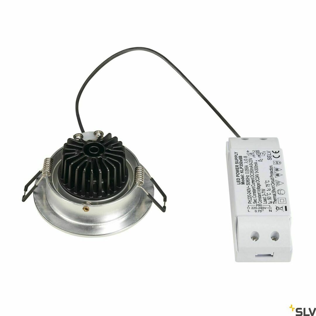 Pohled Zápustné svítidlo SLV NEW TRIA 1 SET stříbrné 8W 2700K 113876 Zápustné svítidlo SLV NEW TRIA 1 SET stříbrné 8W 2700K 113876