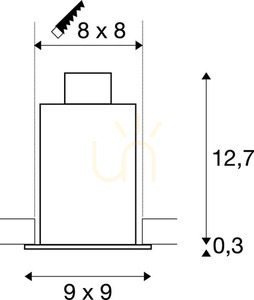Vestavné svítidlo SLV KADUX 1 GU10 černé čtvercové max. 50 W náklon 30° otvor 8x8 cm 115510 small 2