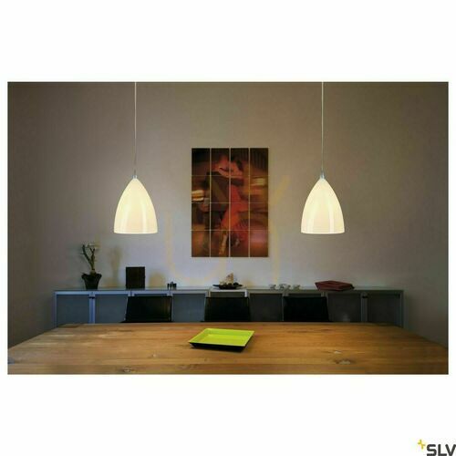 Kontrola Šedo-mléčné závěsné svítidlo SLV TONGA 133444 E14 max. 60 W Ø15 cm