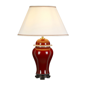Oxblood Temple Jar 1 světelná stolní lampa s vysokým empírovým stínidlem Elstead small 0