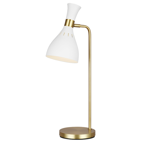 Kontrola Stolní lampa Joan 1 Light - matná bílá a leštěná mosaz Elstead