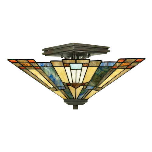 Kontrola INGLENOOK 2 Light Semi-Flush Tiffany Plafond - Elstead