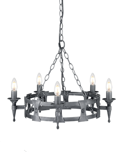 Kontrola Lustr Saxon 5 Light - černá/stříbrná Elstead