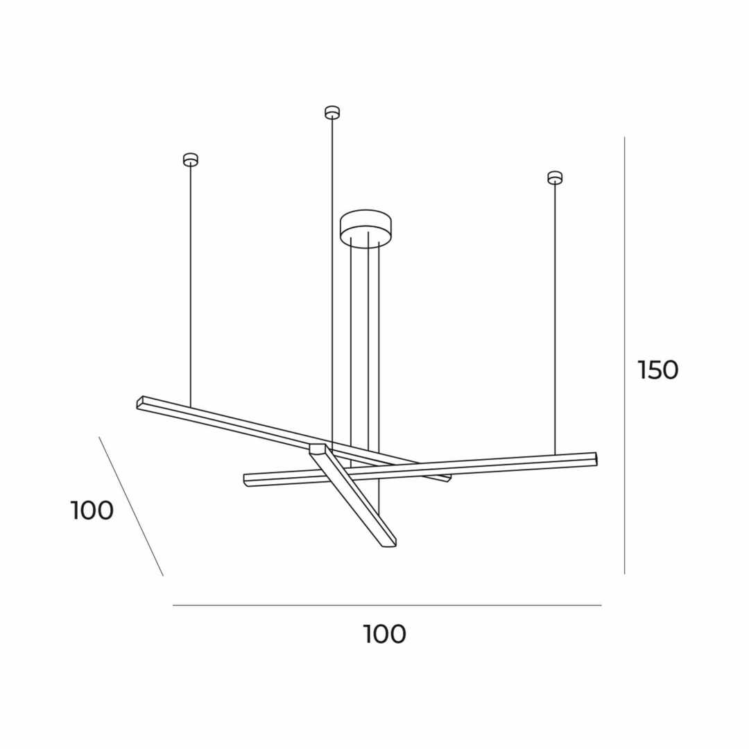 Pohled Závěsné světlo Max Light Trio 3 P0474D kartáčované zlato LED 100 cm Závěsné světlo Max Light Trio 3 P0474D kartáčované zlato LED 100 cm
