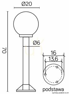 Venkovní stojací lampa SU-MA Kule černá 70 cm K 5002/3/K 200 small 3